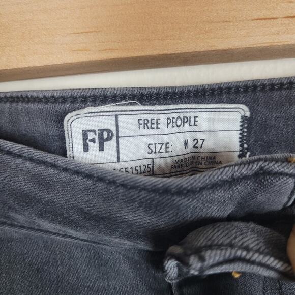 Free People Jeans 27 Just Float On Bell Bottom Flare Black Gray 70s Boho Hippie - Picture 6 of 11